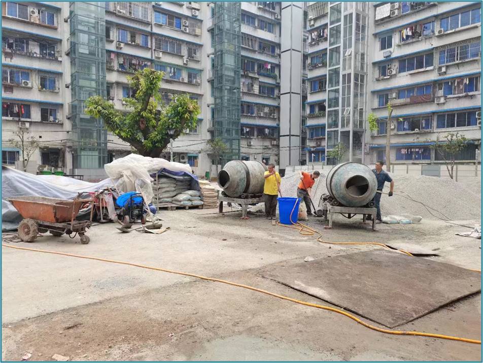渝北区园丁村老旧小区改造-透水混凝土停车场